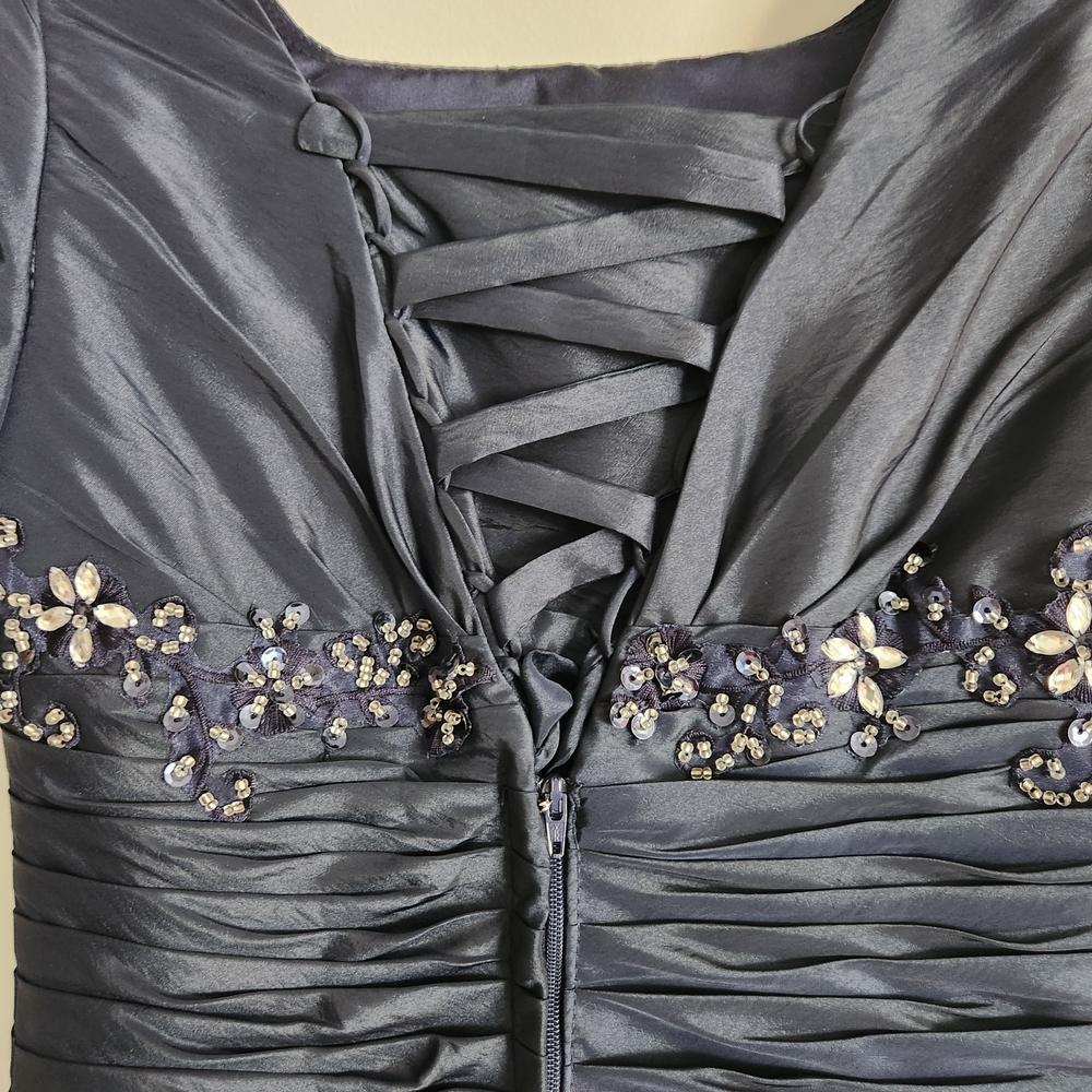 Modest Navy Blue Graduation Dress - Picture 5 of 7